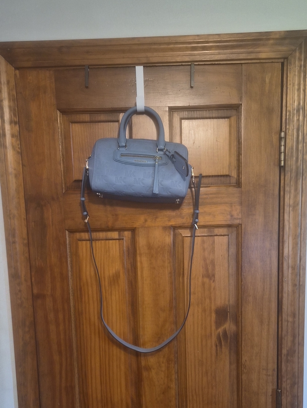 Michael Kors Slate Blue Embossed Satchel
